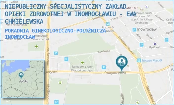 PORADNIA GINEKOLOGICZNO-POŁOŻNICZA - NIEPUBLICZNY SPECJALISTYCZNY ZAKŁAD OPIEKI ZDROWOTNEJ W INOWROCŁAWIU - EWA CHMIELEWSKA - ŚWIĘTOKRZYSKA 28,  INOWROCŁAW