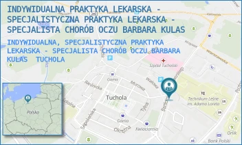 INDYWIDUALNA, SPECJALISTYCZNA PRAKTYKA LEKARSKA - SPECJALISTA CHORÓB OCZU BARBARA KULAS - INDYWIDUALNA PRAKTYKA LEKARSKA - SPECJALISTYCZNA PRAKTYKA LEKARSKA - SPECJALISTA CHORÓB OCZU BARBARA KULAS - NOWODWORSKIEGO 7,  TUCHOLA
