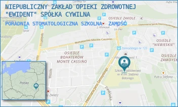 PORADNIA STOMATOLOGICZNA SZKOLNA - NIEPUBLICZNY ZAKŁAD OPIEKI ZDROWOTNEJ "EWIDENT" SPÓŁKA CYWILNA - ZAMOYSKIEGO/4,  ZAMOŚĆ