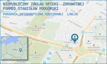 PORADNIA ORTODONTYCZNA KORYZNOWEJ - NIEPUBLICZNY ZAKŁAD OPIEKI  ZDROWOTNEJ FARMED STANISŁAW PODGÓRSKI - KORYZNOWEJ 2G,  LUBLIN