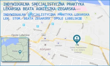 INDYWIDUALNA SPECJALISTYCZNA PRAKTYKA LEKARSKA LEK. STOM. BEATA ZEGARSKA - INDYWIDUALNA SPECJALISTYCZNA PRAKTYKA LEKARSKA BEATA AGNIESZKA ZEGARSKA - FABRYCZNA 24,  OPOLE LUBELSKIE