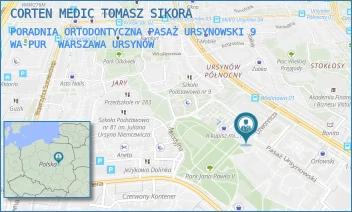 PORADNIA ORTODONTYCZNA PASAŻ URSYNOWSKI 9 WA-PUR - CORTEN MEDIC TOMASZ SIKORA - PASAŻ URSYNOWSKI 9,  WARSZAWA URSYNÓW