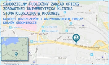 GABINET ROZSZCZEPÓW I WAD WRODZONYCH TWARZY - SAMODZIELNY PUBLICZNY ZAKŁAD OPIEKI ZDROWOTNEJ UNIWERSYTECKA KLINIKA STOMATOLOGICZNA W KRAKOWIE - UL. MONTELUPICH 4,  KRAKÓW-ŚRÓDMIEŚCIE