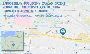 PORADNIA ORTODONCJI - SAMODZIELNY PUBLICZNY ZAKŁAD OPIEKI ZDROWOTNEJ UNIWERSYTECKA KLINIKA STOMATOLOGICZNA W KRAKOWIE - UL. MONTELUPICH 4,  KRAKÓW-ŚRÓDMIEŚCIE