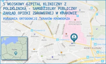 PORADNIA ORTODONCJI - 5 WOJSKOWY SZPITAL KLINICZNY Z POLIKLINIKĄ - SAMODZIELNY PUBLICZNY ZAKŁAD OPIEKI ZDROWOTNEJ W KRAKOWIE - UL. WROCŁAWSKA 1-3,  KRAKÓW-KROWODRZA