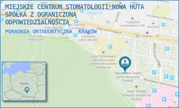 PORADNIA ORTODONTYCZNA - MIEJSKIE CENTRUM STOMATOLOGII NOWA HUTA SPÓŁKA Z OGRANICZONĄ ODPOWIEDZIALNOŚCIĄ - OS. NA SKARPIE  6,  KRAKÓW