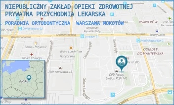 PORADNIA ORTODONTYCZNA - NIEPUBLICZNY ZAKŁAD OPIEKI ZDROWOTNEJ PRYWATNA PRZYCHODNIA LEKARSKA - STEFANA BRYŁY 6,  WARSZAWA MOKOTÓW