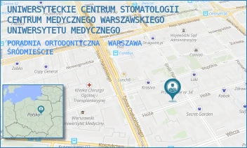 PORADNIA ORTODONTYCZNA - "CENTRUM MEDYCZNE WARSZAWSKIEGO UNIWERSYTETU MEDYCZNEGO" SPÓŁKA Z OGRANICZONĄ ODPOWIEDZIALNOŚCIĄ - EMILII PLATER 21,  WARSZAWA ŚRÓDMIEŚCIE