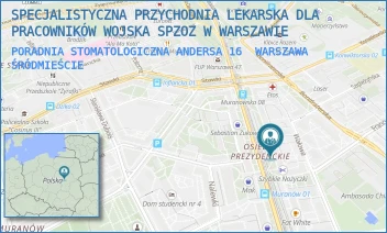PORADNIA STOMATOLOGICZNA ANDERSA 16 - SPECJALISTYCZNA PRZYCHODNIA LEKARSKA DLA PRACOWNIKÓW WOJSKA SPZOZ W WARSZAWIE - GEN. WŁADYSŁAWA  ANDERSA 16,  WARSZAWA ŚRÓDMIEŚCIE