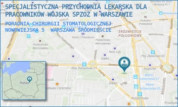 PORADNIA CHIRURGII STOMATOLOGICZNEJ NOWOWIEJSKA 5 - SPECJALISTYCZNA PRZYCHODNIA LEKARSKA DLA PRACOWNIKÓW WOJSKA SPZOZ W WARSZAWIE - NOWOWIEJSKA 5.,  WARSZAWA ŚRÓDMIEŚCIE