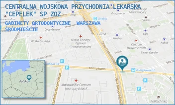GABINETY ORTODONTYCZNE - CENTRALNA WOJSKOWA PRZYCHODNIA LEKARSKA "CEPELEK" SP ZOZ - KOSZYKOWA 78,  WARSZAWA ŚRÓDMIEŚCIE