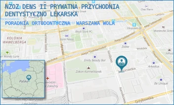 PORADNIA ORTODONTYCZNA - NZOZ DENS II PRYWATNA PRZYCHODNIA DENTYSTYCZNO LEKARSKA - JAKTOROWSKA 8/U7,  WARSZAWA WOLA
