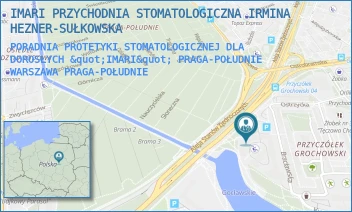 PORADNIA PROTETYKI STOMATOLOGICZNEJ DLA DOROSŁYCH "IMARI" PRAGA-POŁUDNIE - IMARI PRZYCHODNIA STOMATOLOGICZNA IRMINA HEZNER-SUŁKOWSKA - AL. STANÓW ZJEDNOCZONYCH 32/16,  WARSZAWA PRAGA-POŁUDNIE