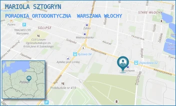 PORADNIA ORTODONTYCZNA - MARIOLA SZTOGRYN - KLESZCZOWA 18,  WARSZAWA WŁOCHY