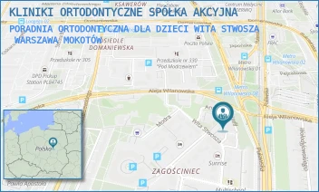 PORADNIA ORTODONTYCZNA DLA DZIECI WITA STWOSZA - KLINIKI ORTODONTYCZNE SPÓŁKA AKCYJNA - WITA STWOSZA 48/102,  WARSZAWA MOKOTÓW