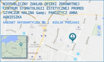 GABINET ORTODONTYCZNY NR 1 - NIEPUBLICZNY ZAKŁAD OPIEKI ZDROWOTNEJ CENTRUM STOMATOLOGII ESTETYCZNEJ PROMED SZYMCZUK HALINA & PANIUTYCZ ANNA AGNIESZKA - OGRODOWA 7A/1, BIELSK PODLASKI