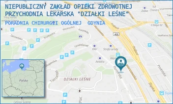 PORADNIA CHIRURGII OGÓLNEJ - NIEPUBLICZNY ZAKŁAD OPIEKI ZDROWOTNEJ PRZYCHODNIA LEKARSKA "DZIAŁKI LEŚNE" - UL. WARSZAWSKA 34-36,  GDYNIA