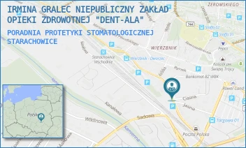 PORADNIA PROTETYKI STOMATOLOGICZNEJ - IRMINA GRALEC NIEPUBLICZNY ZAKŁAD OPIEKI ZDROWOTNEJ "DENT-ALA" - SPÓŁDZIELCZA 21,  STARACHOWICE