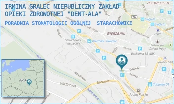 PORADNIA STOMATOLOGII OGÓLNEJ - IRMINA GRALEC NIEPUBLICZNY ZAKŁAD OPIEKI ZDROWOTNEJ "DENT-ALA" - SPÓŁDZIELCZA 21,  STARACHOWICE
